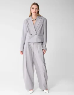 Tapered Pinstripe Blazer Lichtgrijs