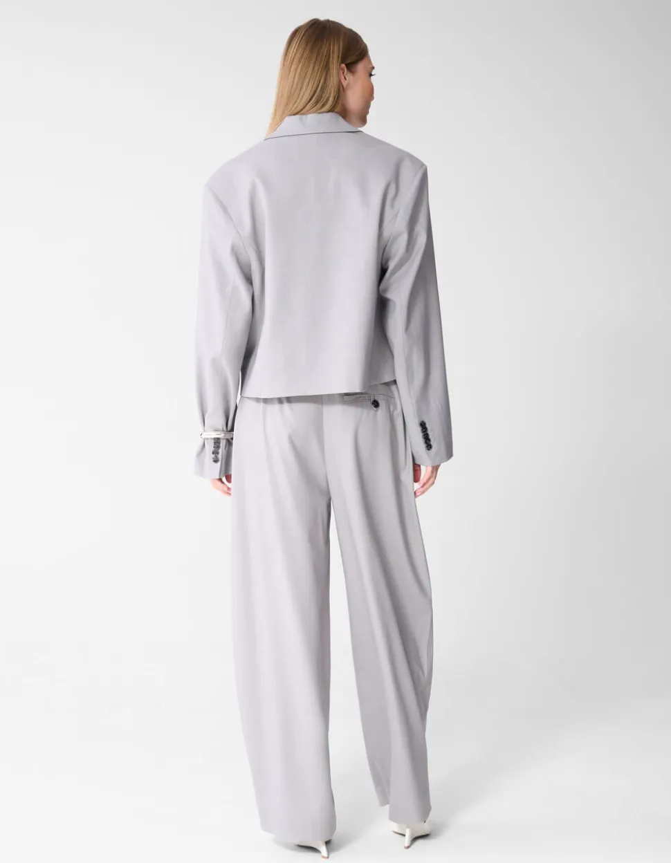 Tapered Pinstripe Blazer Lichtgrijs
