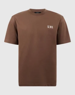 Tekst Print T-shirt Donkerbruin