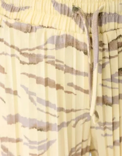 Tijger Plissé Wide Leg Broek Lichtgeel