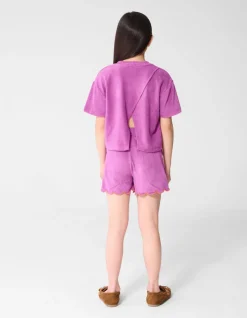 Towelling Heart Top Paars