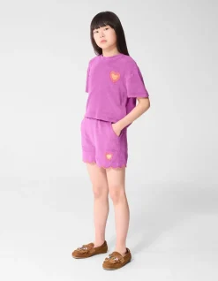 Towelling Heart Top Paars