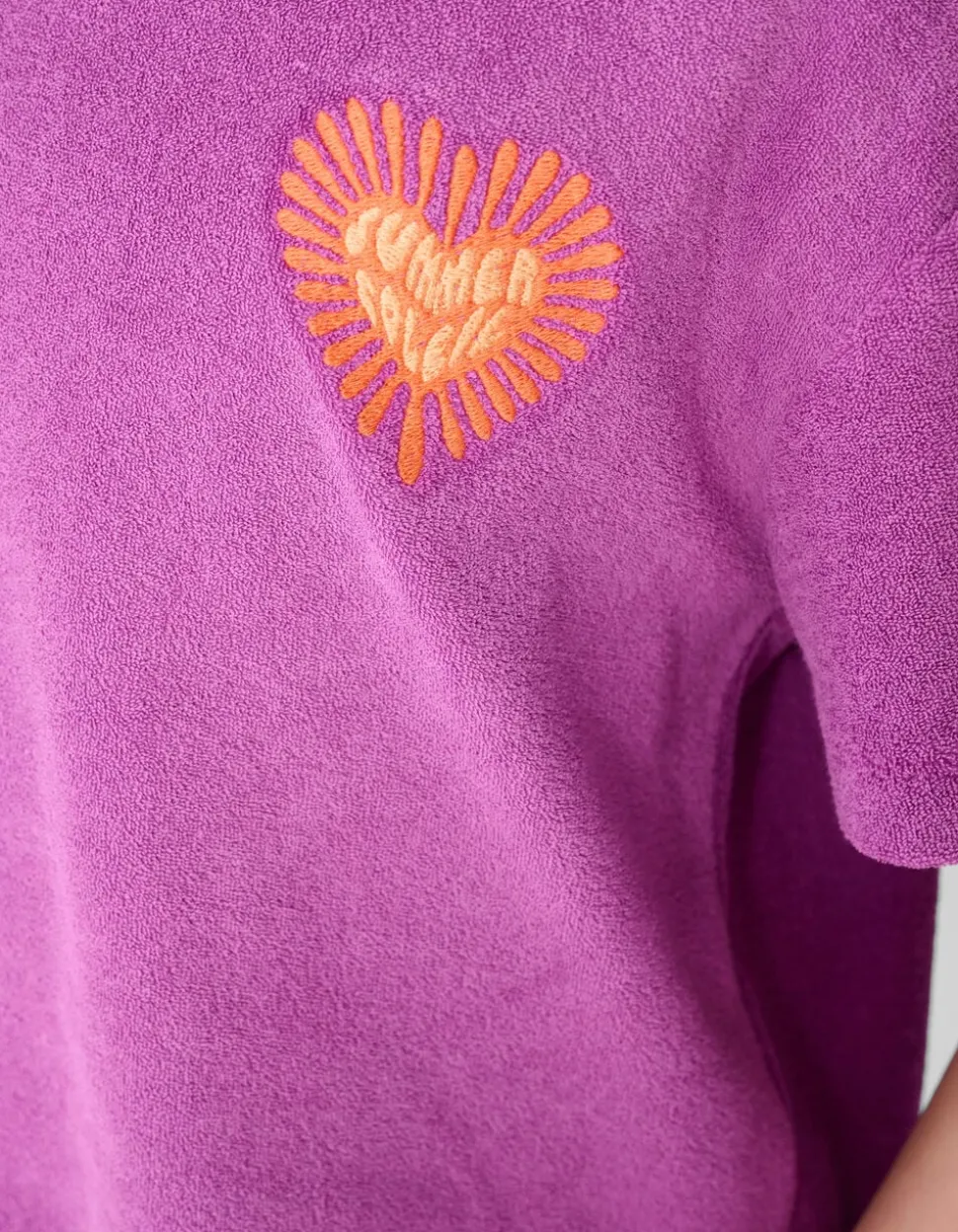 Towelling Heart Top Paars