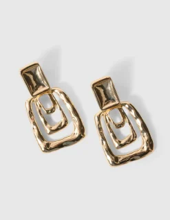 Triple Square Oorbellen Goud