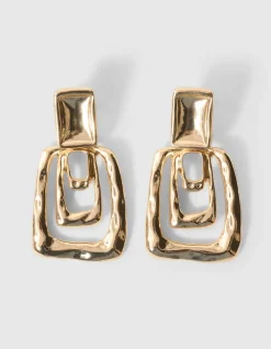 Triple Square Oorbellen Goud