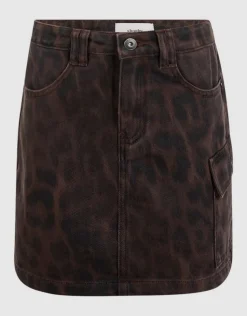 Twill Leopard Print Rok Bruin