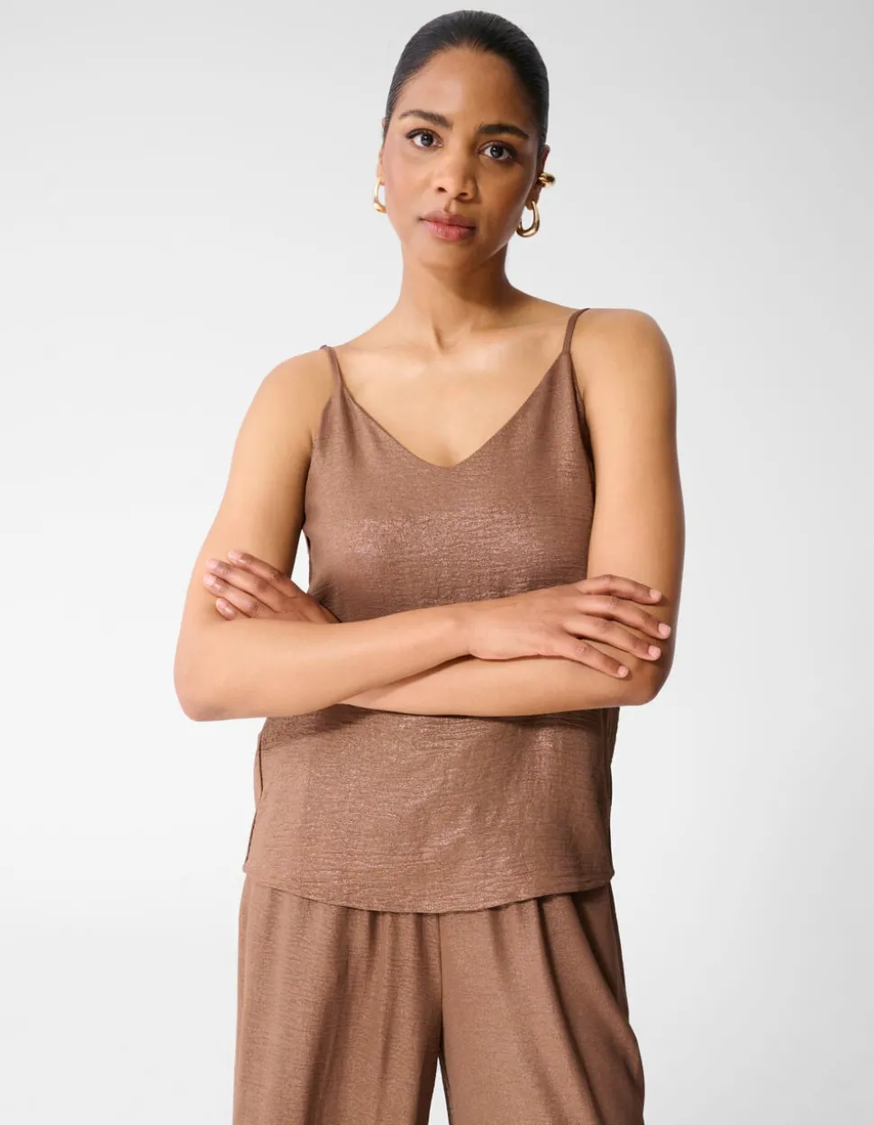 Twist Glitter Singlet Bruin