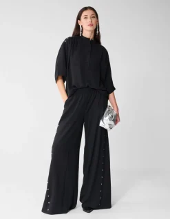 Twist Studs Wide Leg Fit Broek Zwart