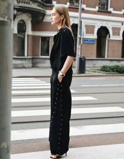 Twist Studs Wide Leg Fit Broek Zwart