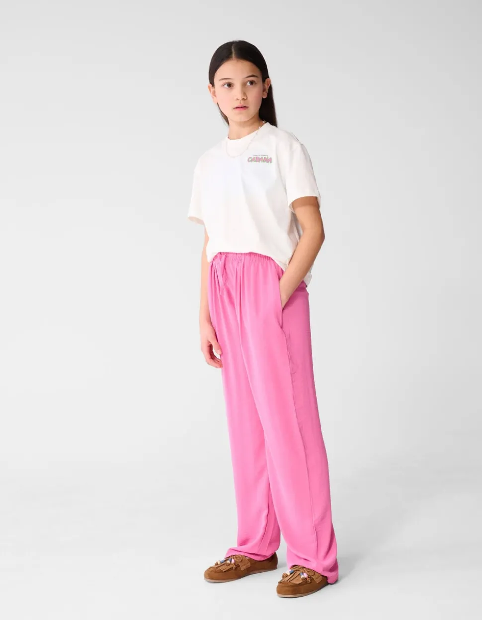 Twist Wide Leg Broek Lichtroze
