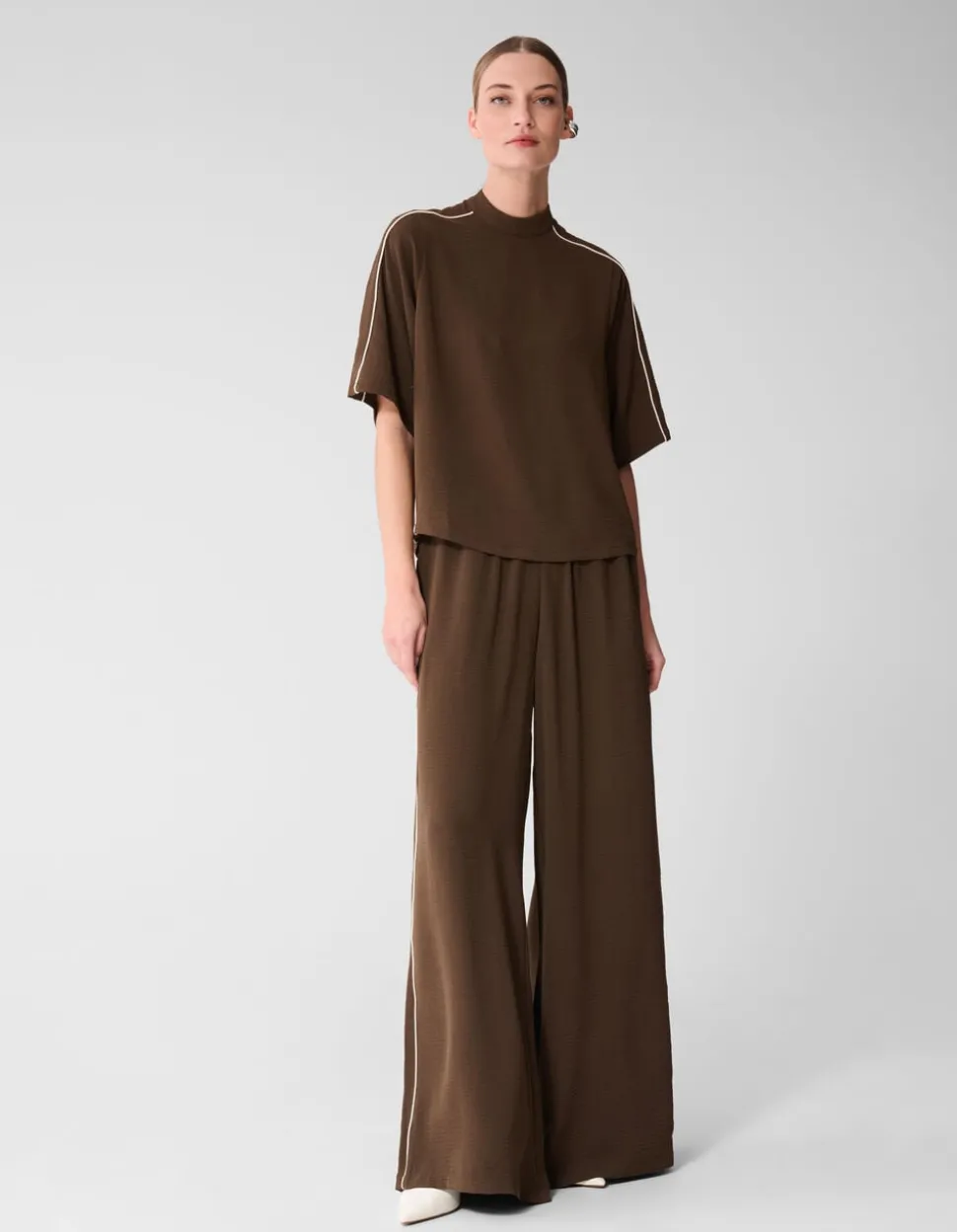 Twist Wide Leg Fit Broek Bruin