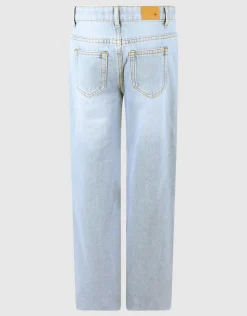 Ultra Wide Leg Fit Wavy Parel Jeans Bleached