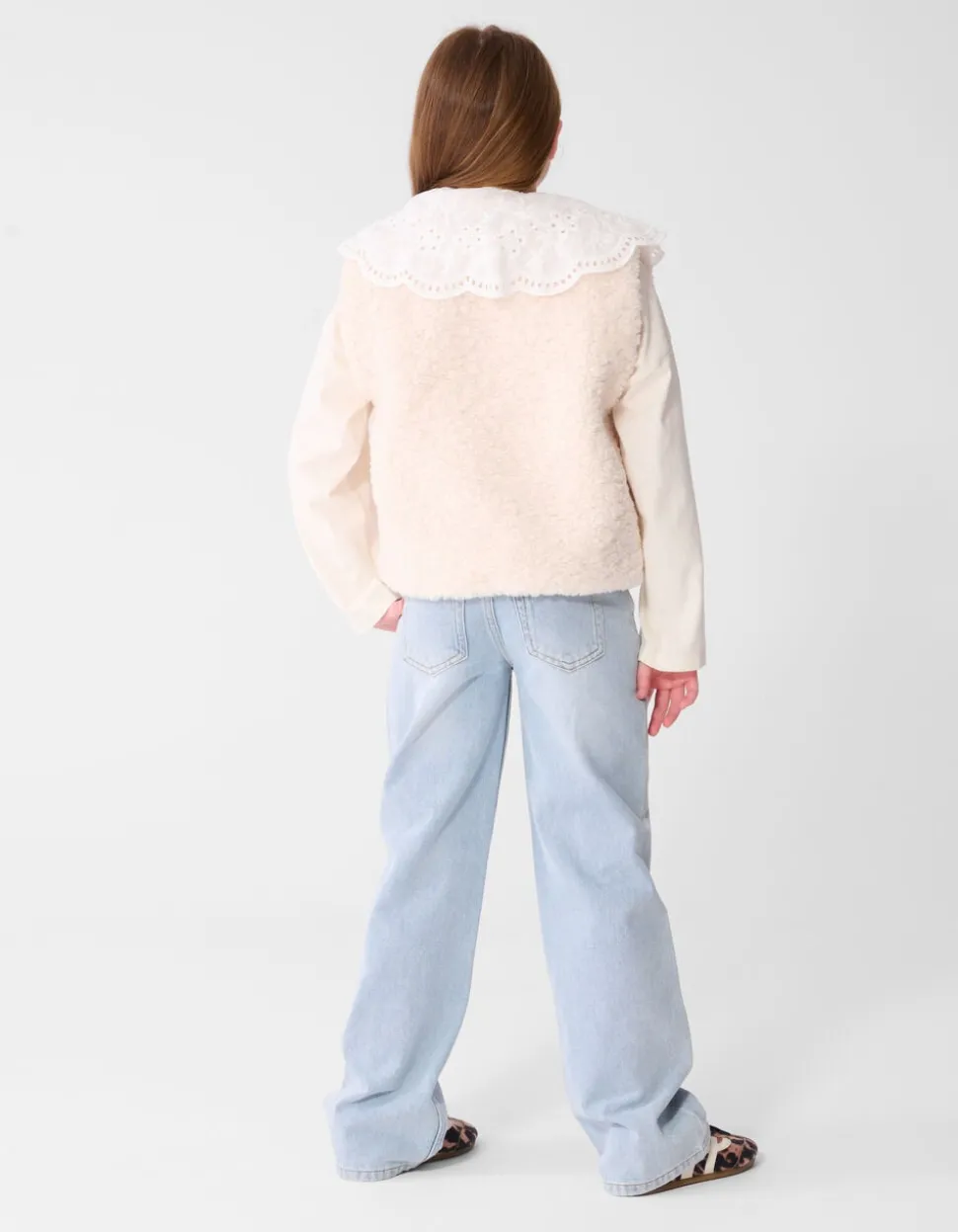 Ultra Wide Leg Fit Wavy Parel Jeans Bleached