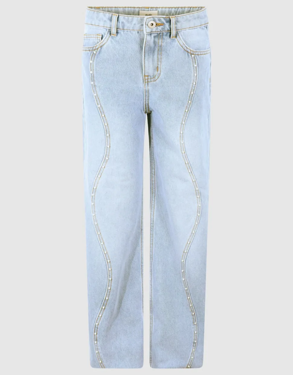 Ultra Wide Leg Fit Wavy Parel Jeans Bleached