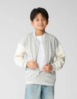 Varsity Bomber Sweat Jack Lichtgrijs