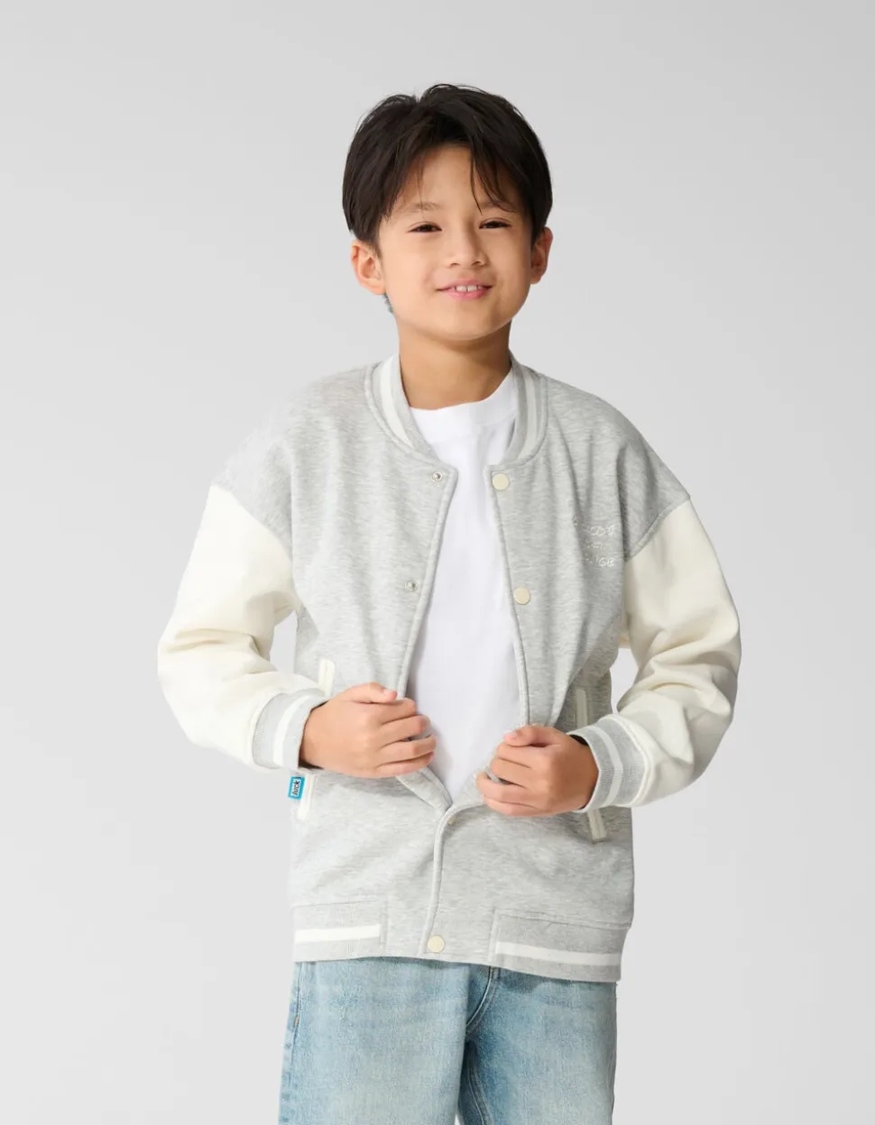 Varsity Bomber Sweat Jack Lichtgrijs