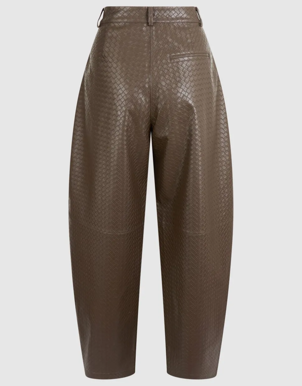 Vegan Leren Braided Barrel Fit Broek Donkerbruin