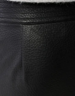 Vegan Leren Overlap Maxi Rok Zwart