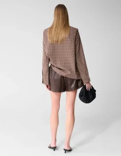 Vegan Leren Short Bruin