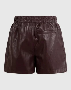 Vegan Leren Short Donkerbruin