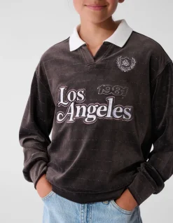 Velvet Sporty Longsleeve Top Donkerbruin