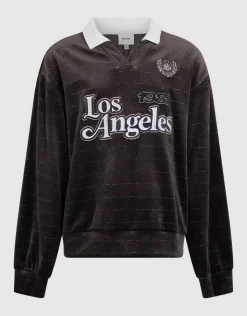 Velvet Sporty Longsleeve Top Donkerbruin