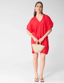 V-hals Mini Jurk Rood