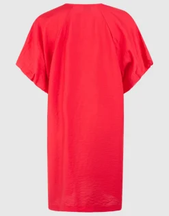 V-hals Mini Jurk Rood