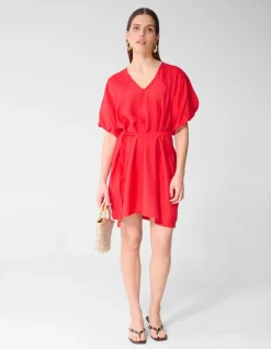 V-hals Mini Jurk Rood