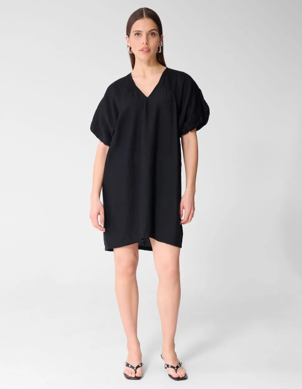 V-hals Mini Jurk Zwart