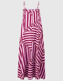 Wavy Printed Maxi Jurk Roze/Paars
