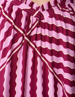 Wavy Printed Maxi Jurk Roze/Paars