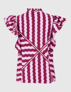 Wavy Printed Top Roze/Paars