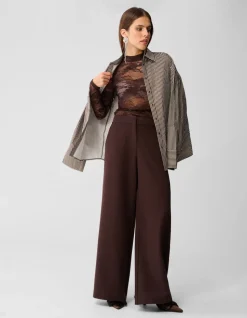 Wide Leg Broek Bruin