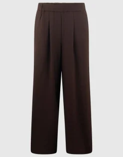 Wide Leg Fit Broek Donkerbruin By Mieke