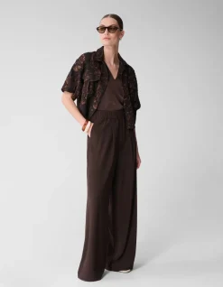 Wide Leg Fit Broek Donkerbruin By Mieke