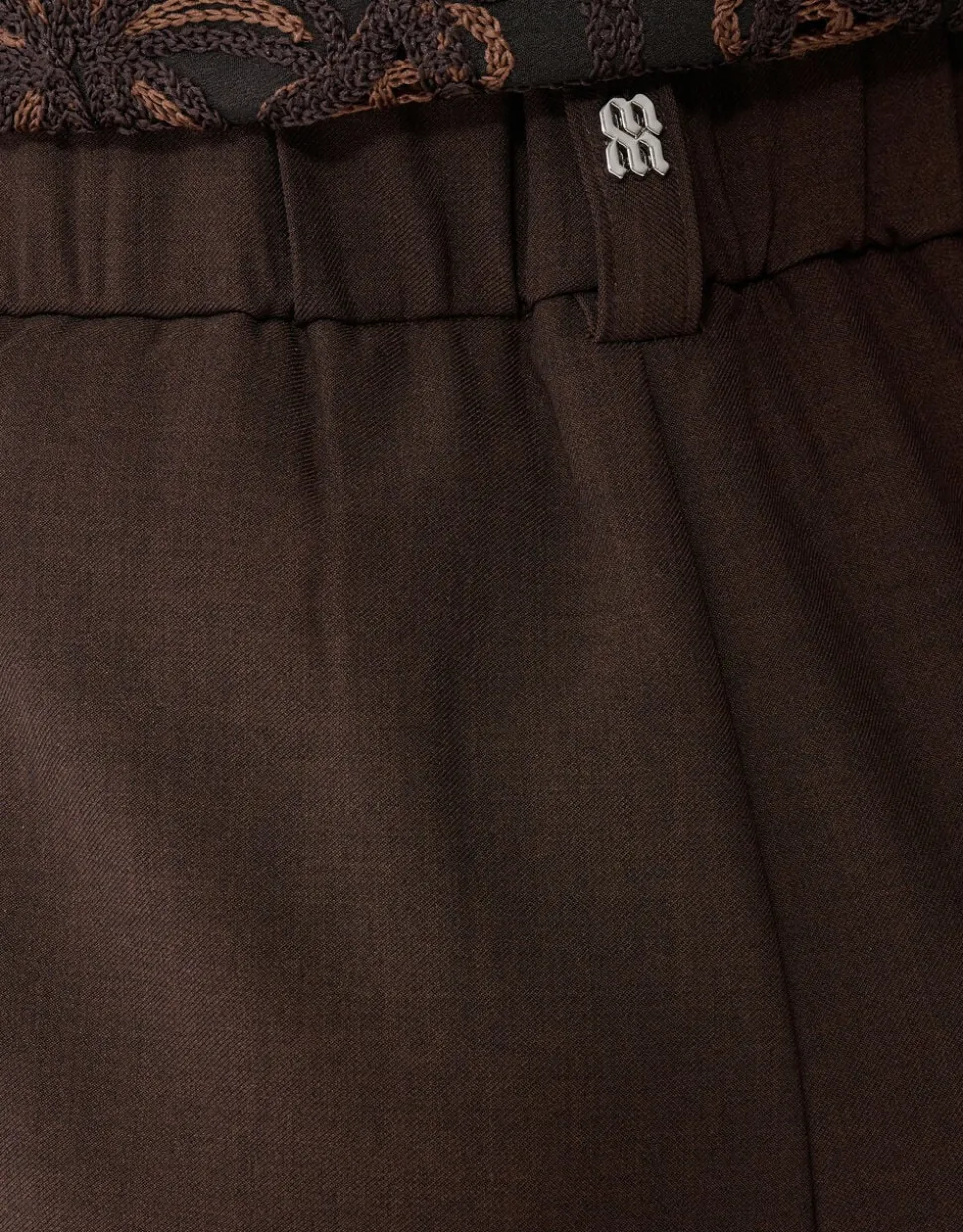 Wide Leg Fit Broek Donkerbruin By Mieke