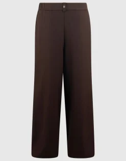 Wide Leg Fit Broek Donkerbruin By Mieke