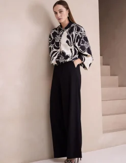 Wide Leg Fit Broek Zwart By Mieke