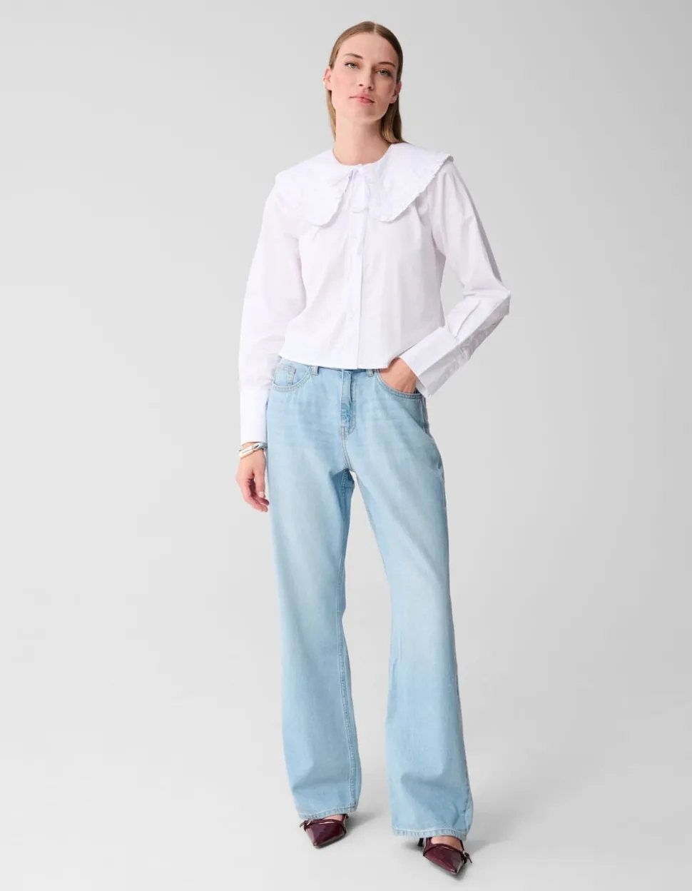 Wide Leg Fit Jeans Extra Lang Bleached