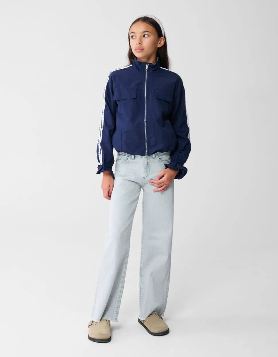 Wide Leg Fit Jeans Lichtgrijs