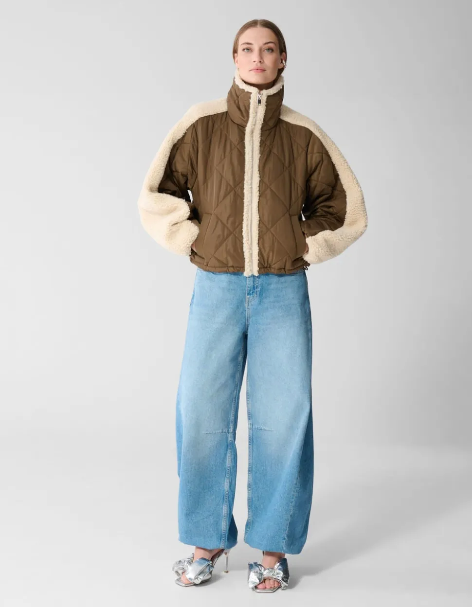 Zachte Gewatteerde Jas Bruin/Beige