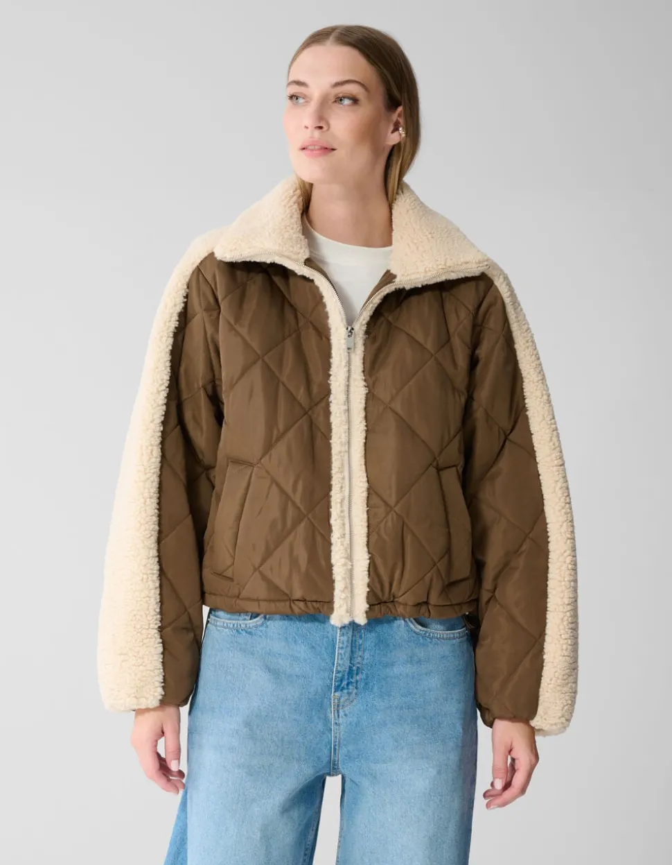 Zachte Gewatteerde Jas Bruin/Beige