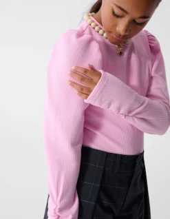 Zachte Pofmouwen Longsleeve Top Roze