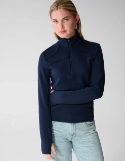 Zipper Longsleeve Top Donkerblauw