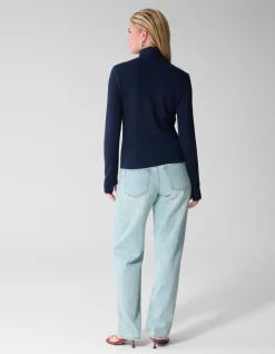 Zipper Longsleeve Top Donkerblauw
